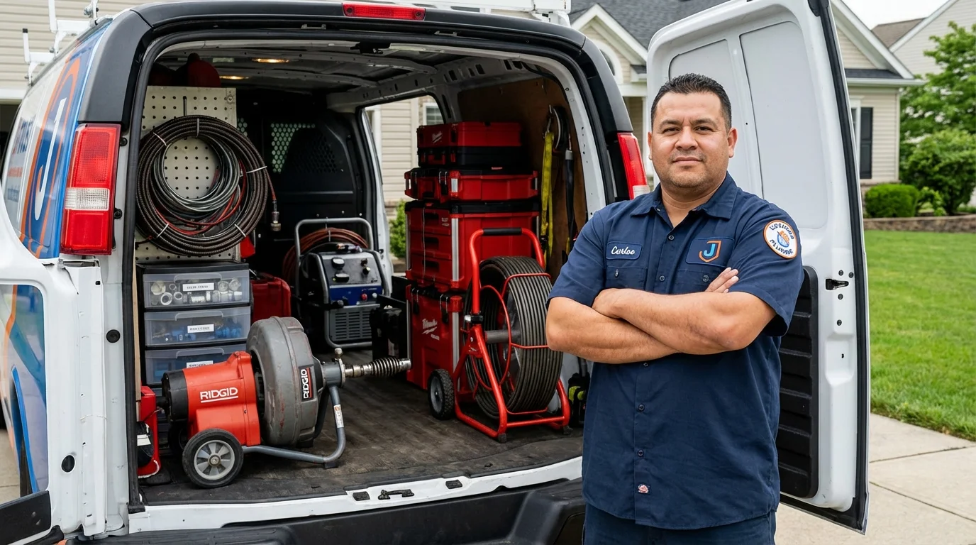 Professional drain cleaning equipment and Johns Plumbing LLC plumber in Portageville