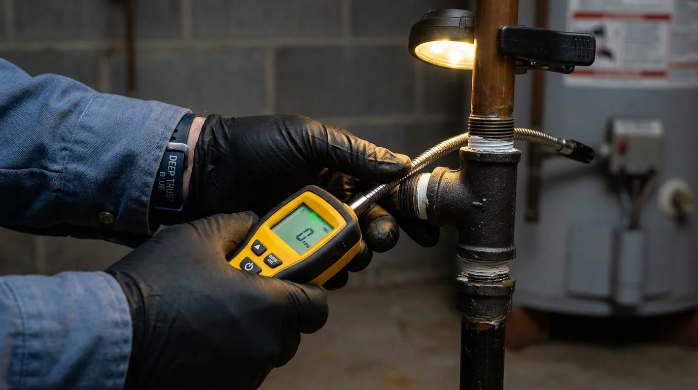 Gas leak detection with electronic sniffer by Johns Plumbing LLC in Portageville