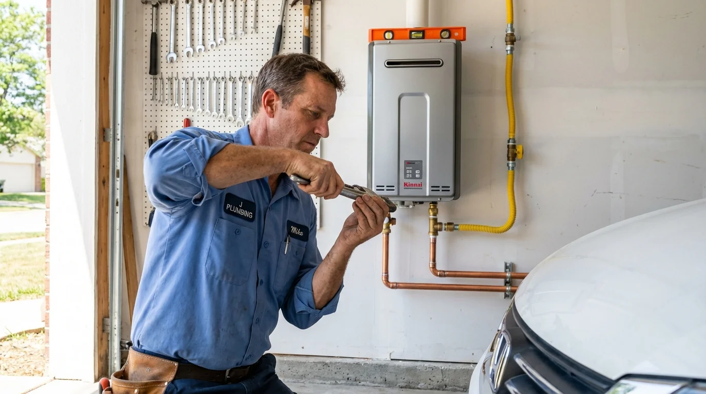 Tankless water heater installation by a Johns Plumbing LLC plumber in Portageville